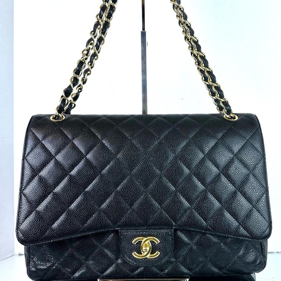 CHANEL JUMBO Flap Bag Quilted Caviar & Chanel Cambon POCHETTE & Chanel Wallet - Picture 1 of 16